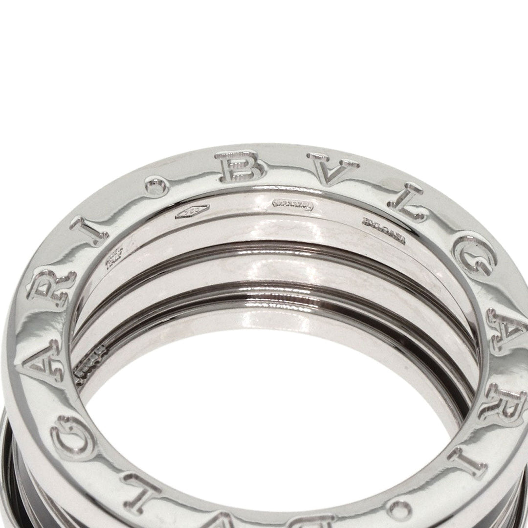 BVLGARI Ring K18WG Silver B-zero1 B-zero One 4-band Black Lacquer #57 Women Used Authentic