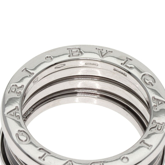 BVLGARI Ring K18WG Silver B-zero1 B-zero One 4-band Black Lacquer #57 Women Used Authentic