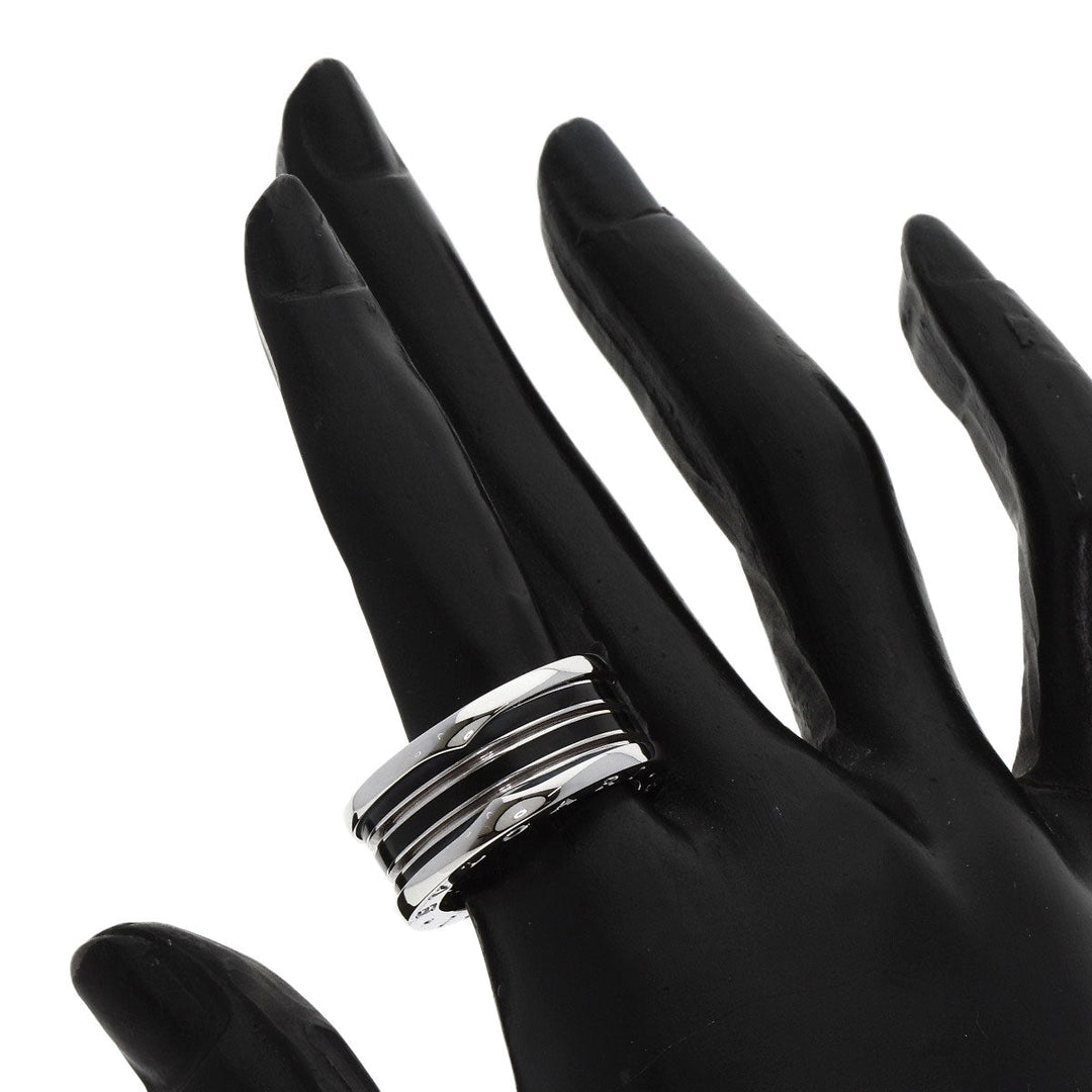 BVLGARI Ring K18WG Silver B-zero1 B-zero One 4-band Black Lacquer #57 Women Used Authentic