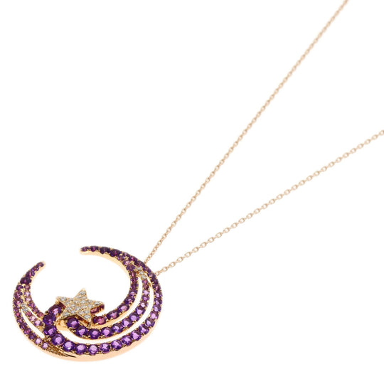 Ponte Vecchio Necklace 18K Pink Gold gold Moon Amethyst Diamond