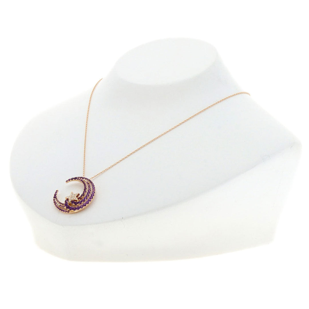 Ponte Vecchio Necklace 18K Pink Gold gold Moon Amethyst Diamond