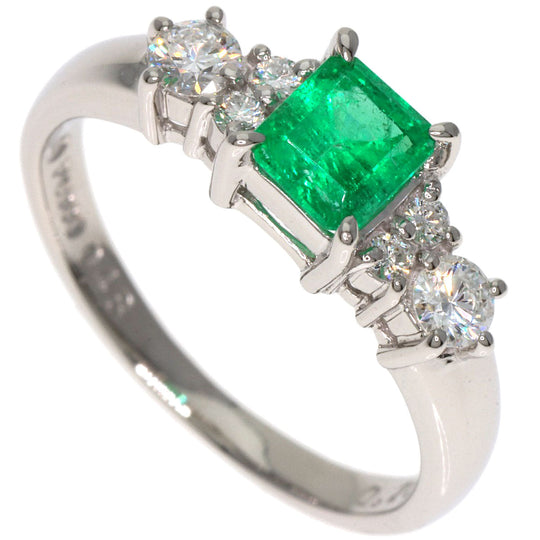 TASAKI Ring PT900 Silver Emerald Diamond Women Used Authentic