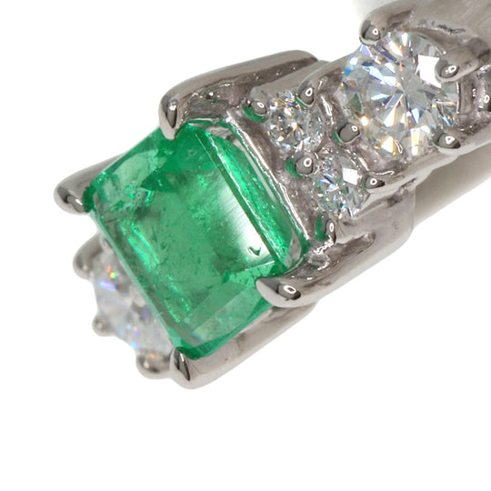 TASAKI Ring PT900 Silver Emerald Diamond Women Used Authentic