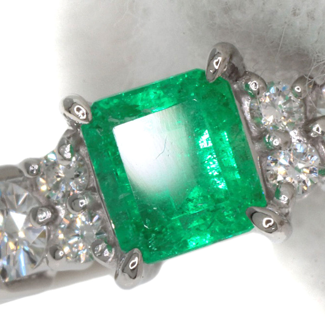 TASAKI Ring PT900 Silver Emerald Diamond Women Used Authentic