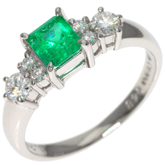 TASAKI Ring PT900 Silver Emerald Diamond Women Used Authentic