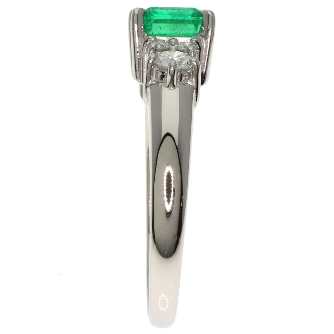 TASAKI Ring PT900 Silver Emerald Diamond Women Used Authentic