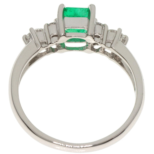 TASAKI Ring PT900 Silver Emerald Diamond Women Used Authentic