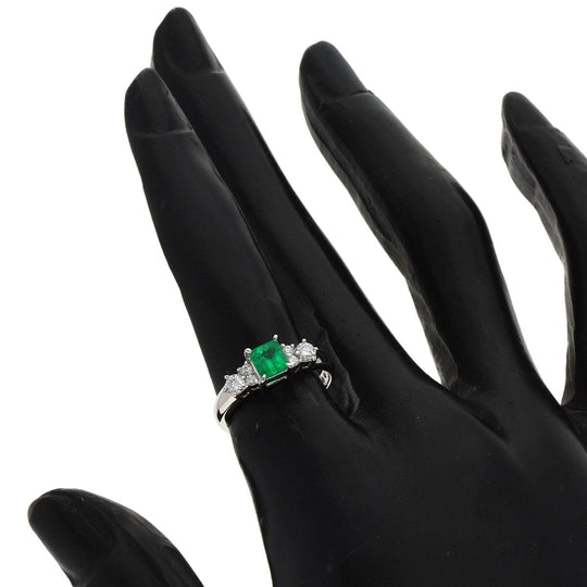 TASAKI Ring PT900 Silver Emerald Diamond Women Used Authentic