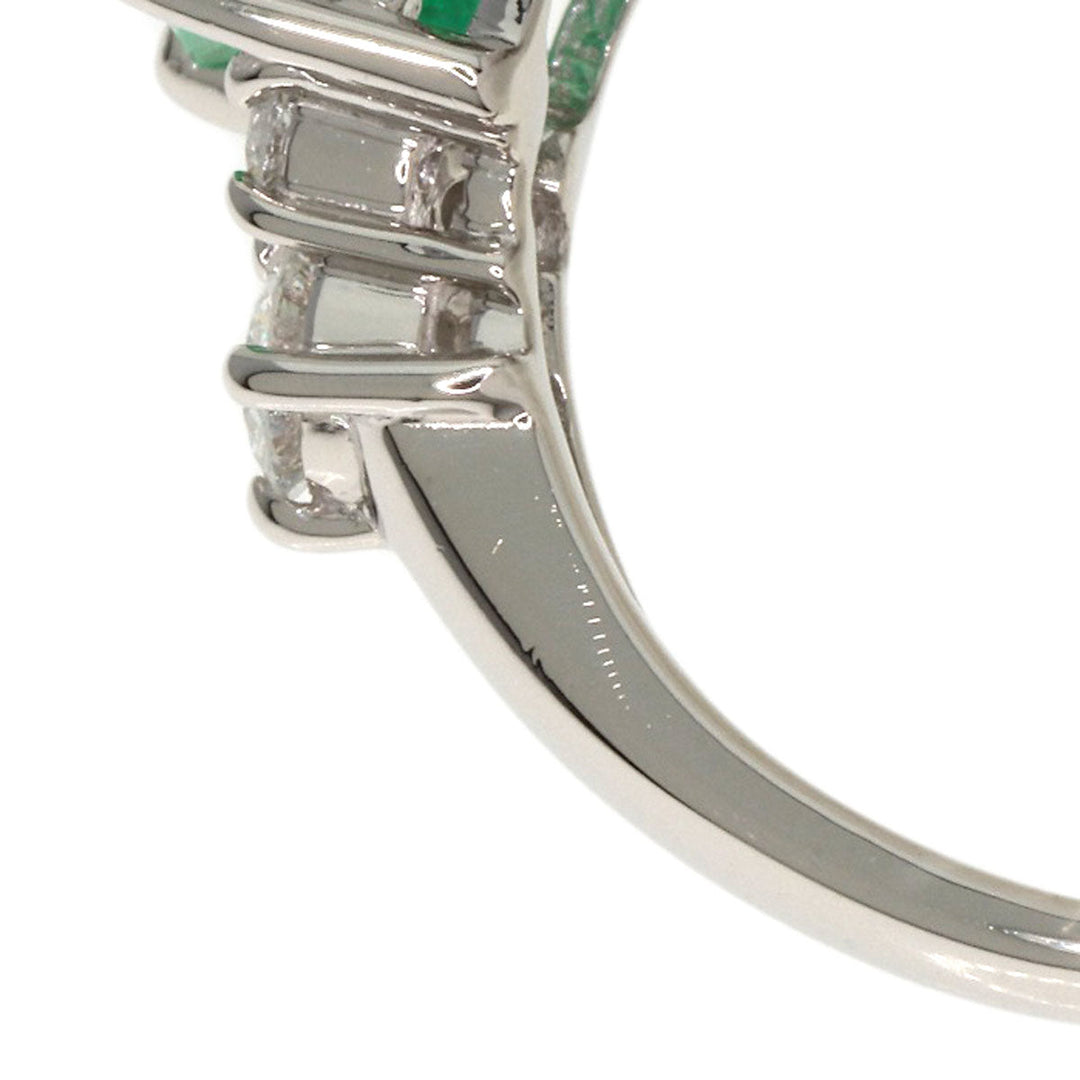 TASAKI Ring PT900 Silver Emerald Diamond Women Used Authentic