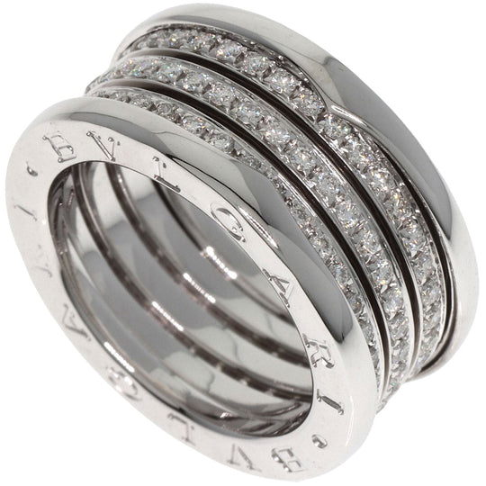 BVLGARI Ring K18WG Silver B-zero1 Diamond #54 Women Used Authentic