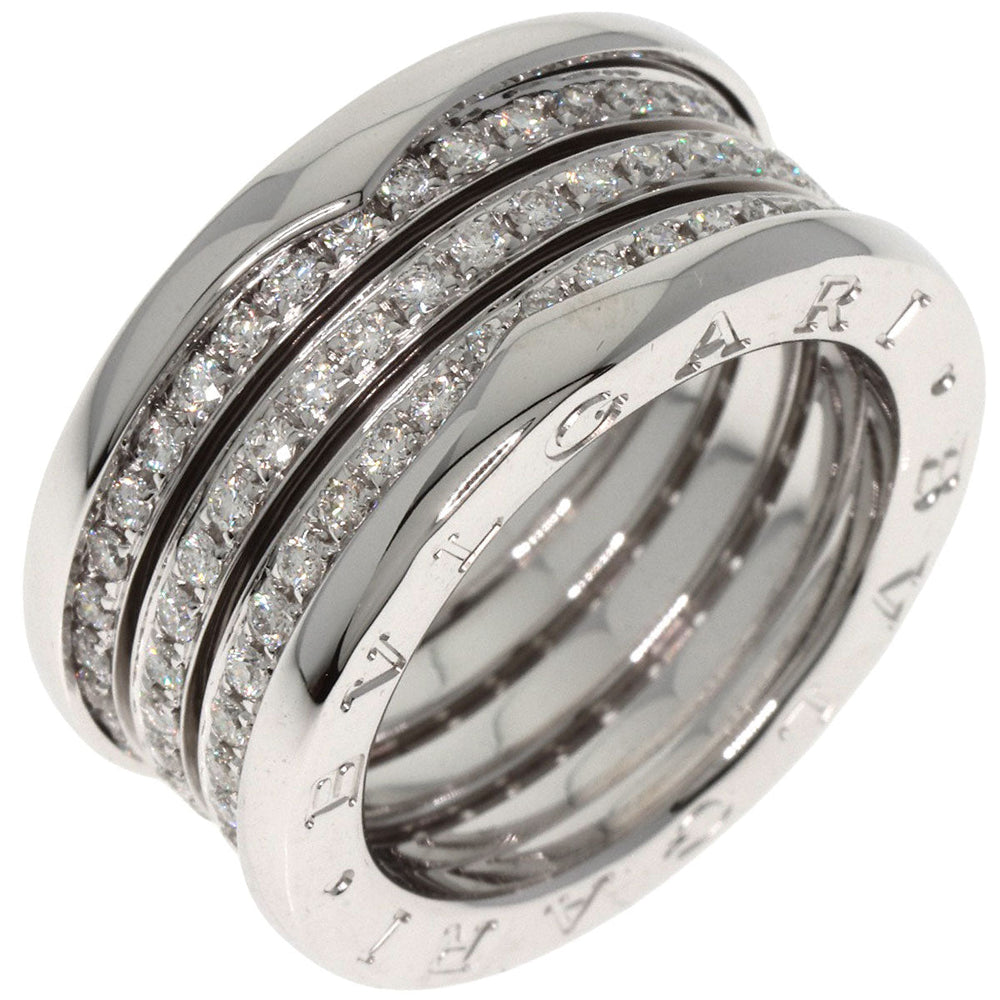 BVLGARI Ring K18WG Silver B-zero1 Diamond #54 Women Used Authentic