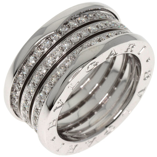 BVLGARI Ring K18WG Silver B-zero1 Diamond #54 Women Used Authentic
