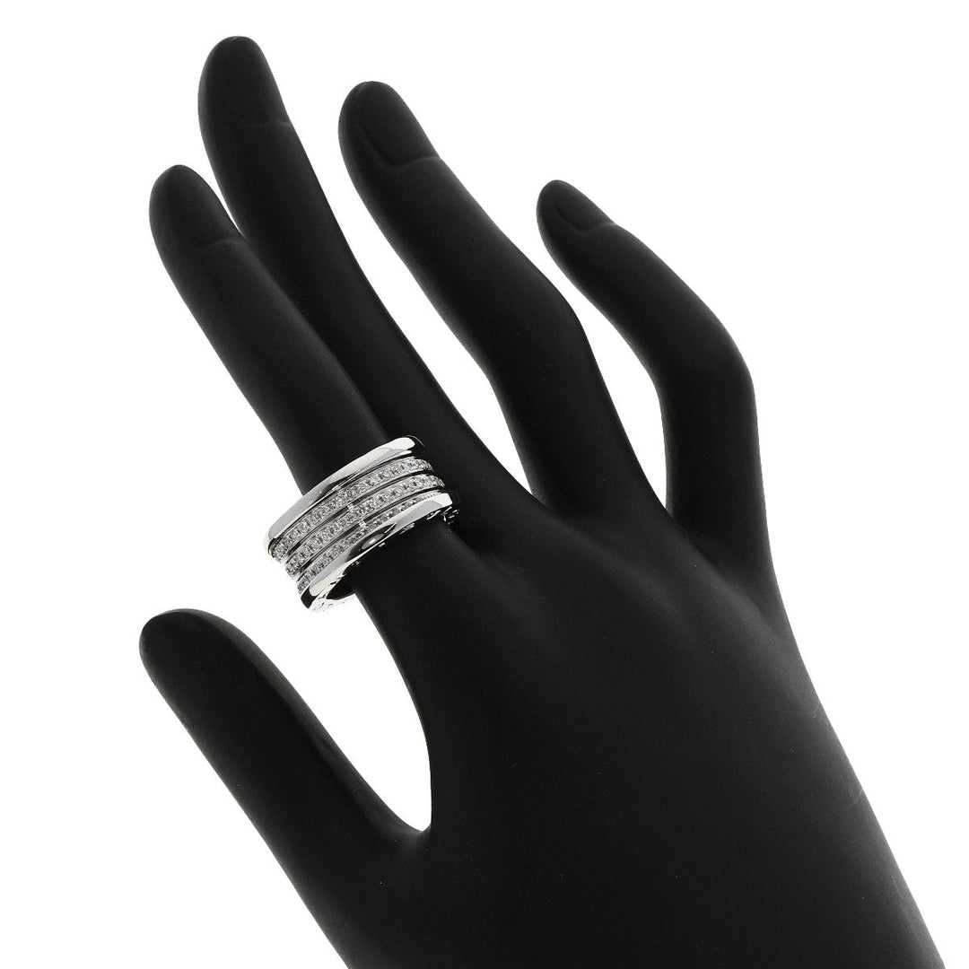 BVLGARI Ring K18WG Silver B-zero1 Diamond #54 Women Used Authentic