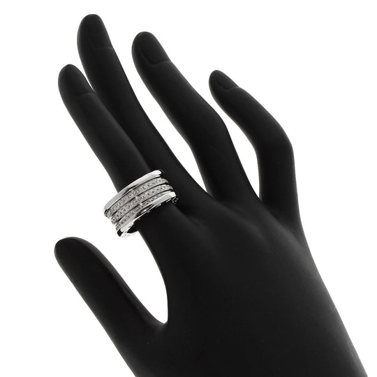 BVLGARI Ring K18WG Silver B-zero1 Diamond #54 Women Used Authentic