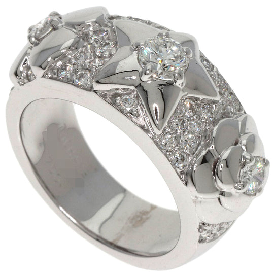CHANEL Ring K18WG Silver Three Symbols Diamond Women Used Authentic