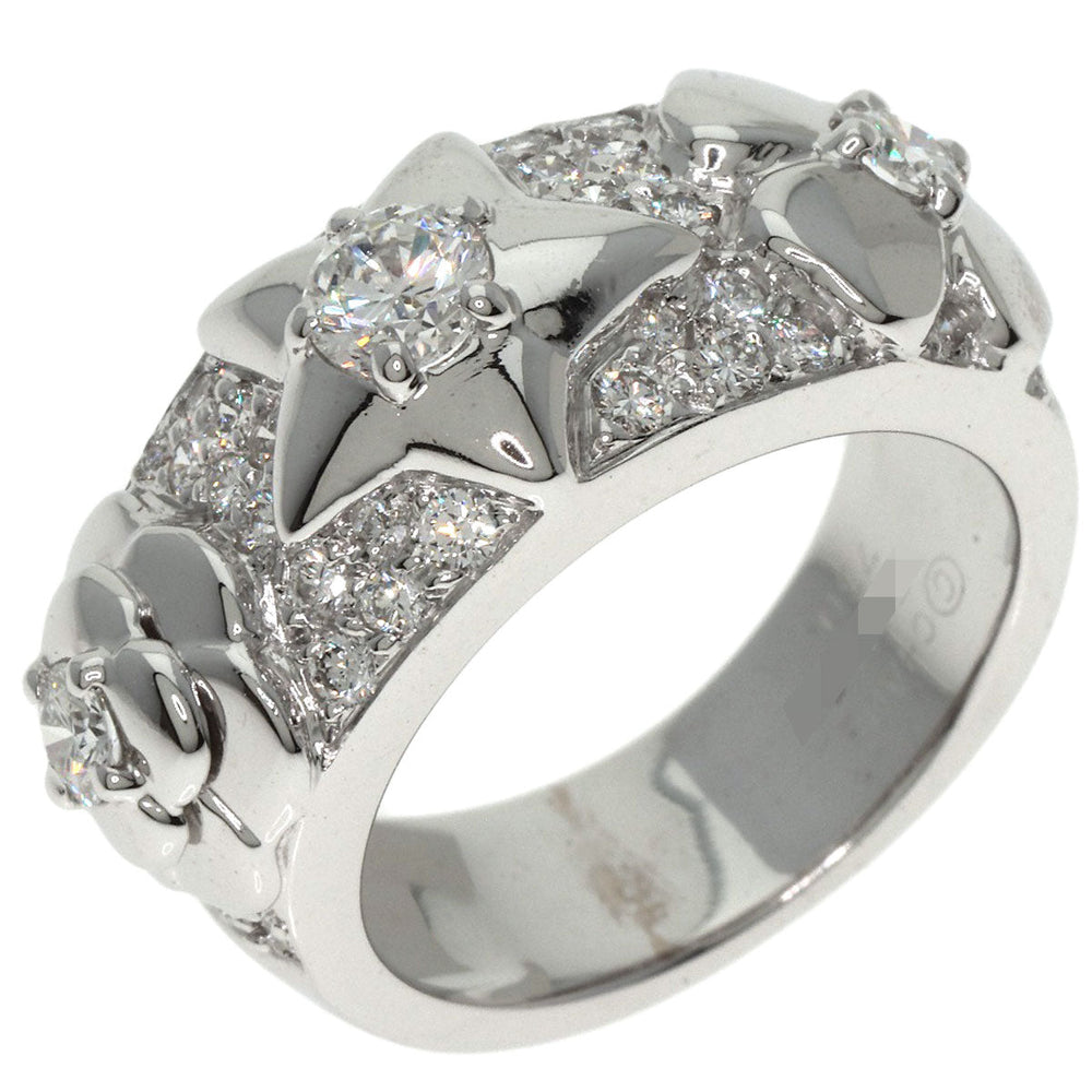 CHANEL Ring K18WG Silver Three Symbols Diamond Women Used Authentic