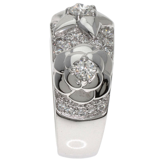 CHANEL Ring K18WG Silver Three Symbols Diamond Women Used Authentic