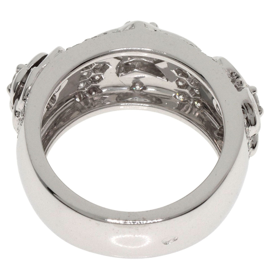 CHANEL Ring K18WG Silver Three Symbols Diamond Women Used Authentic