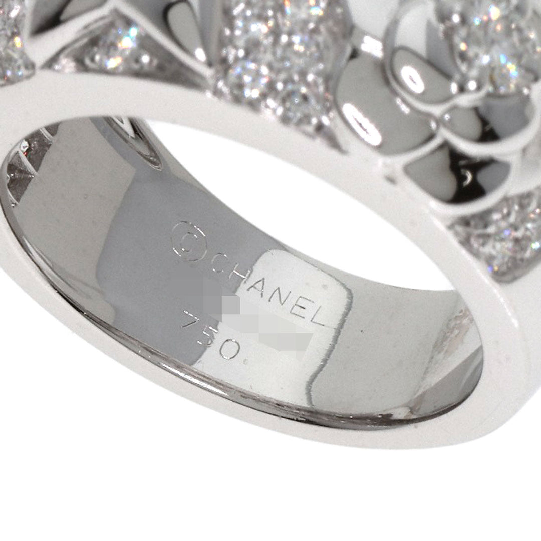 CHANEL Ring K18WG Silver Three Symbols Diamond Women Used Authentic