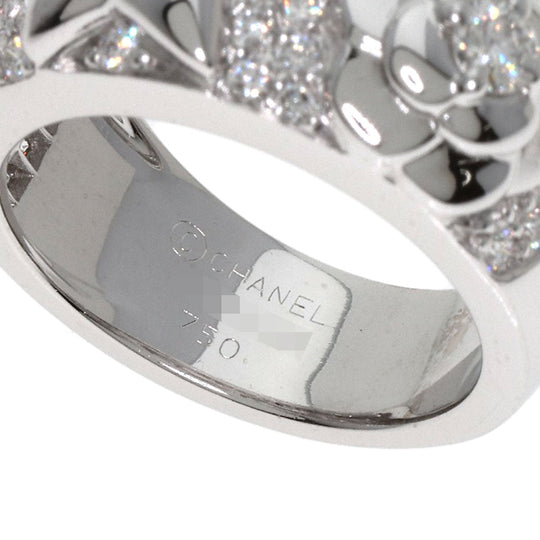 CHANEL Ring K18WG Silver Three Symbols Diamond Women Used Authentic