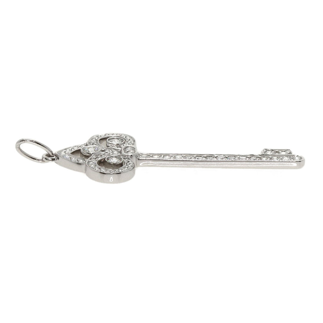 TIFFANY&Co. Pendant top PT950 Silver Fleur de lis key diamond