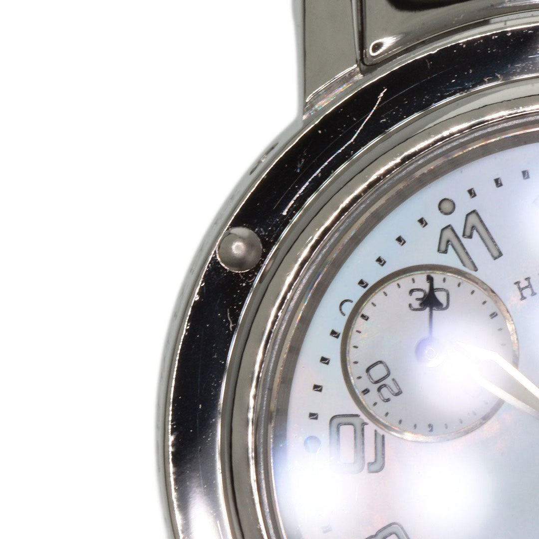 HERMES Watches Quartz CL1.310 Stainless Steel , Stainless Steel Silver Clipper Chronograph White shell dial Women Used Authentic