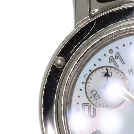HERMES Watches Quartz CL1.310 Stainless Steel , Stainless Steel Silver Clipper Chronograph White shell dial Women Used Authentic