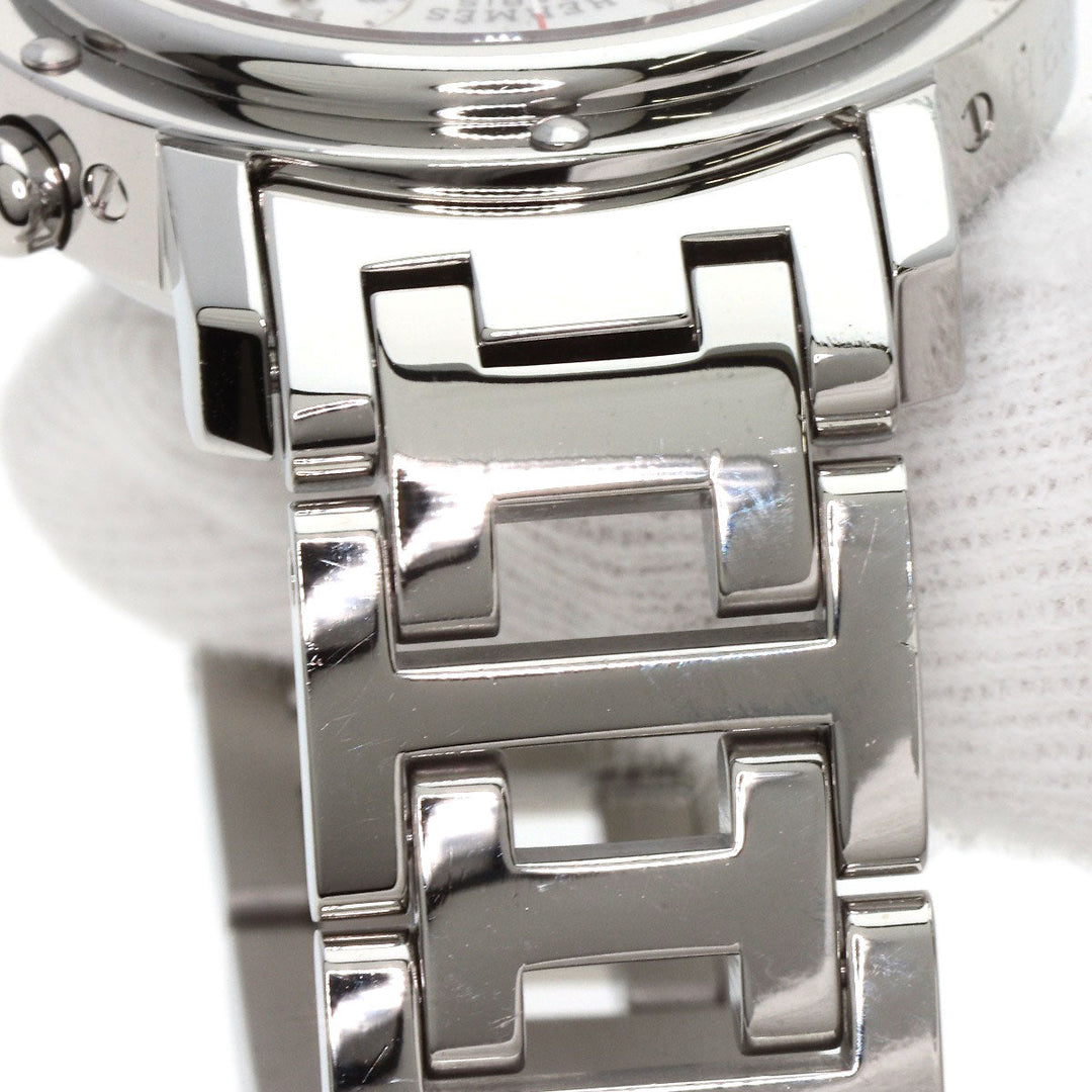 HERMES Watches Quartz CL1.310 Stainless Steel , Stainless Steel Silver Clipper Chronograph White shell dial Women Used Authentic