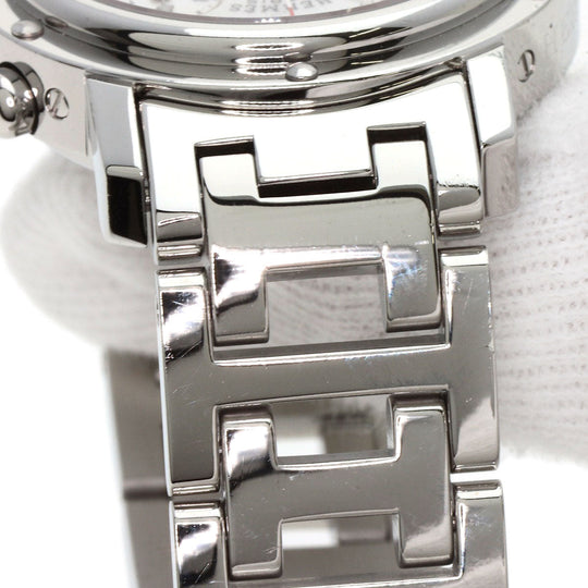 HERMES Watches Quartz CL1.310 Stainless Steel , Stainless Steel Silver Clipper Chronograph White shell dial Women Used Authentic