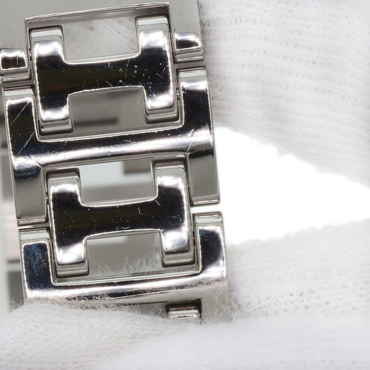 HERMES Watches Quartz CL1.310 Stainless Steel , Stainless Steel Silver Clipper Chronograph White shell dial Women Used Authentic