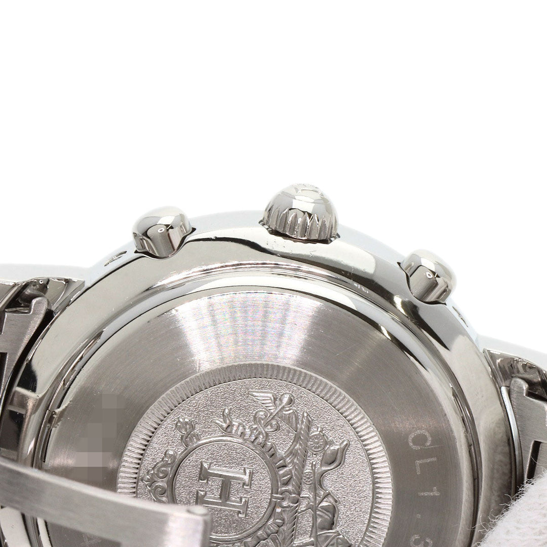 HERMES Watches Quartz CL1.310 Stainless Steel , Stainless Steel Silver Clipper Chronograph White shell dial Women Used Authentic