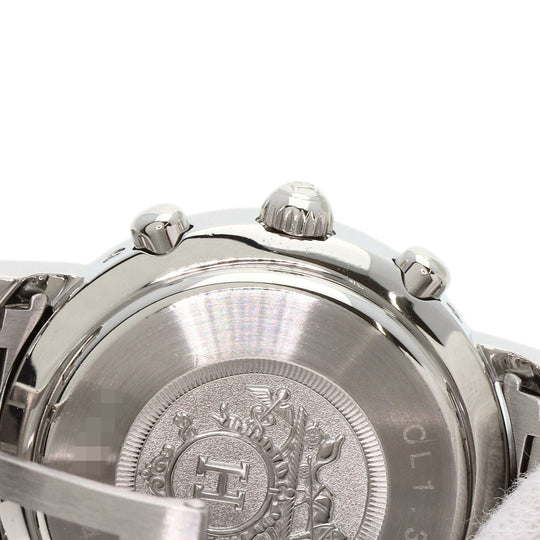 HERMES Watches Quartz CL1.310 Stainless Steel , Stainless Steel Silver Clipper Chronograph White shell dial Women Used Authentic
