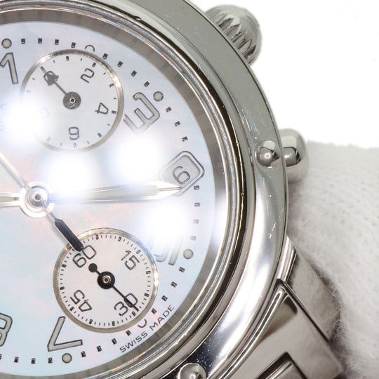 HERMES Watches Quartz CL1.310 Stainless Steel , Stainless Steel Silver Clipper Chronograph White shell dial Women Used Authentic