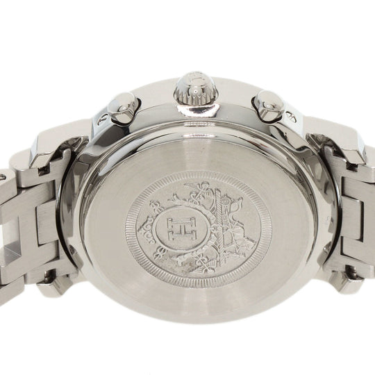 HERMES Watches Quartz CL1.310 Stainless Steel , Stainless Steel Silver Clipper Chronograph White shell dial Women Used Authentic