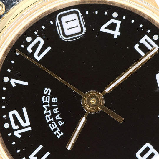 HERMES Watches Quartz CL4.220 Stainless Steel , SSxGP gold Clipper black dial Women Used Authentic
