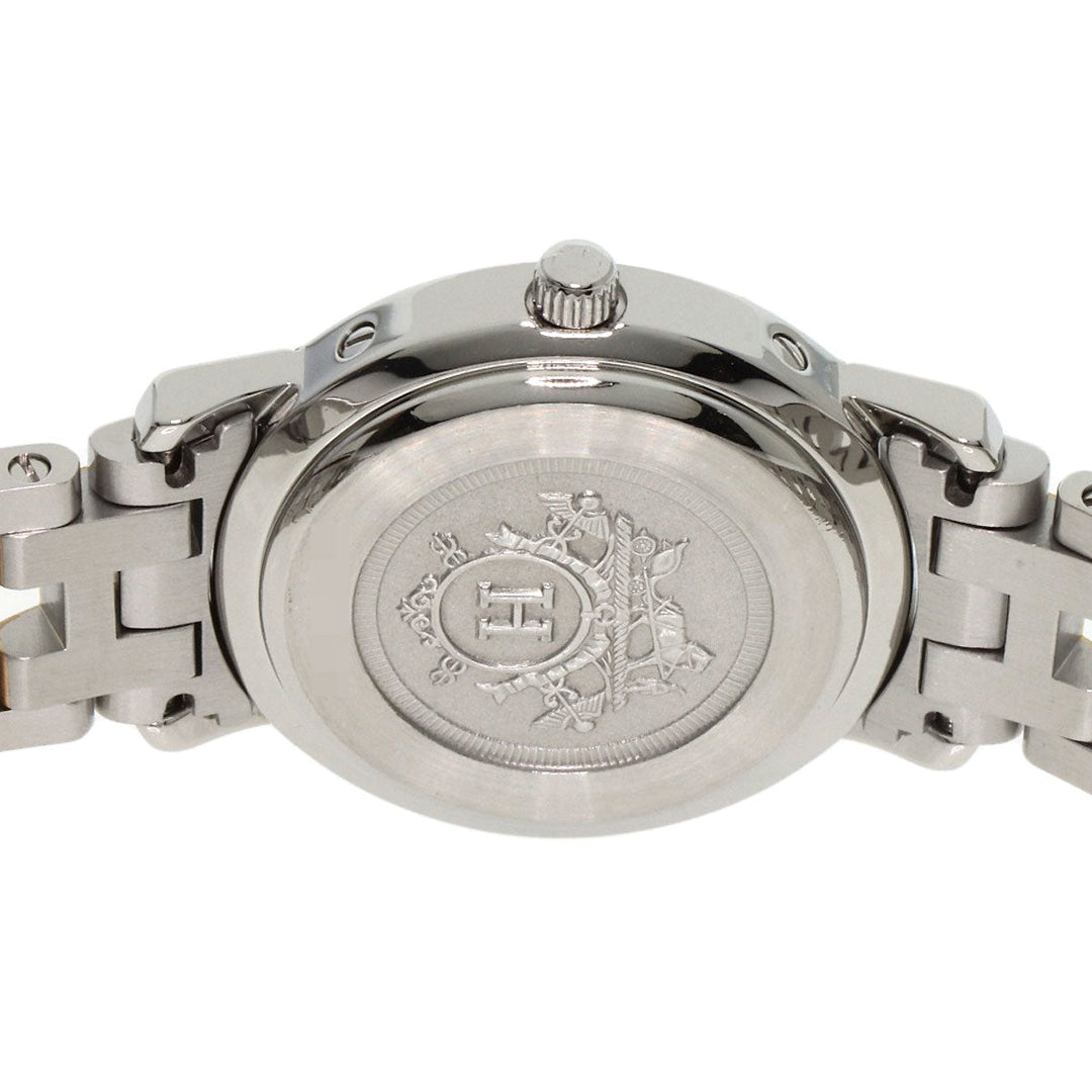 HERMES Watches Quartz CL4.220 Stainless Steel , SSxGP gold Clipper black dial Women Used Authentic