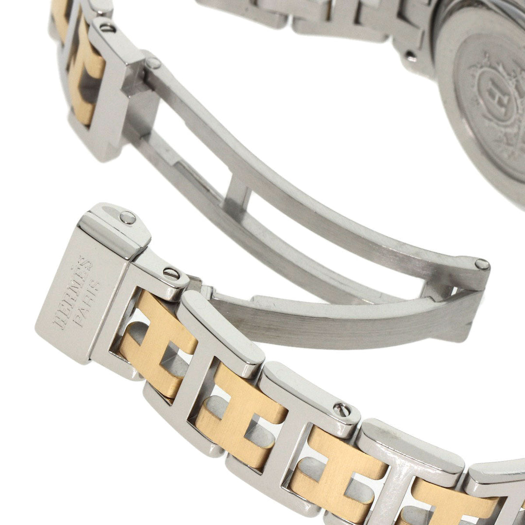 HERMES Watches Quartz CL4.220 Stainless Steel , SSxGP gold Clipper black dial Women Used Authentic