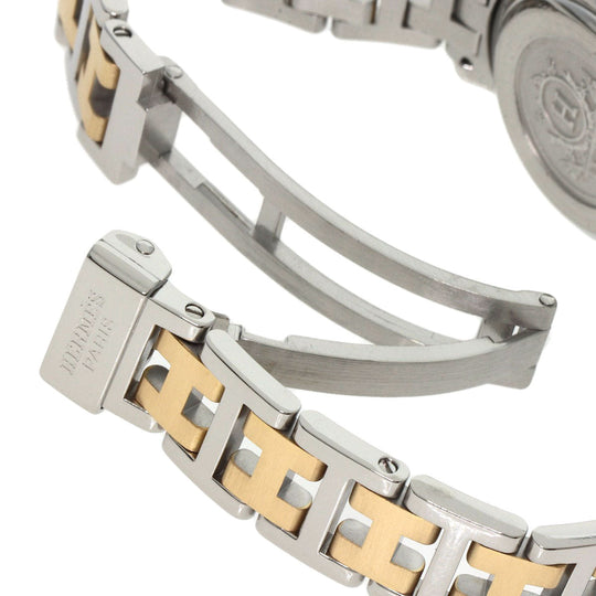 HERMES Watches Quartz CL4.220 Stainless Steel , SSxGP gold Clipper black dial Women Used Authentic