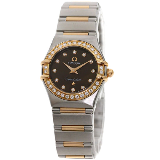 OMEGA Watches Quartz 1358.60 Stainless Steel , SSxK18PG gold Constellation 12P Bezel Diamond Brown dial Women Used Authentic