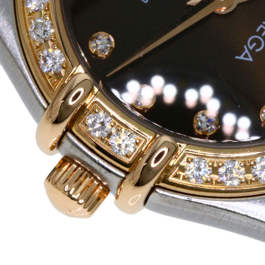 OMEGA Watches Quartz 1358.60 Stainless Steel , SSxK18PG gold Constellation 12P Bezel Diamond Brown dial Women Used Authentic