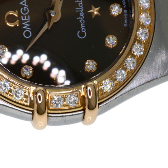 OMEGA Watches Quartz 1358.60 Stainless Steel , SSxK18PG gold Constellation 12P Bezel Diamond Brown dial Women Used Authentic