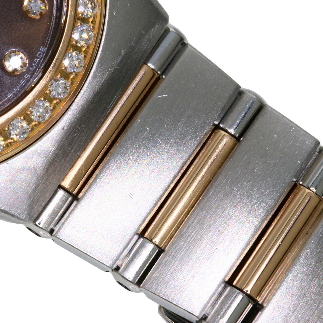 OMEGA Watches Quartz 1358.60 Stainless Steel , SSxK18PG gold Constellation 12P Bezel Diamond Brown dial Women Used Authentic
