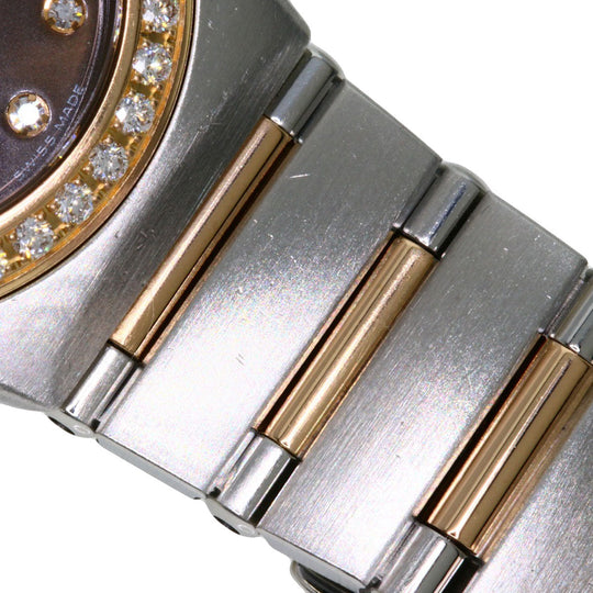 OMEGA Watches Quartz 1358.60 Stainless Steel , SSxK18PG gold Constellation 12P Bezel Diamond Brown dial Women Used Authentic