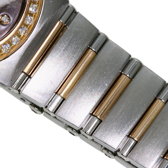 OMEGA Watches Quartz 1358.60 Stainless Steel , SSxK18PG gold Constellation 12P Bezel Diamond Brown dial Women Used Authentic