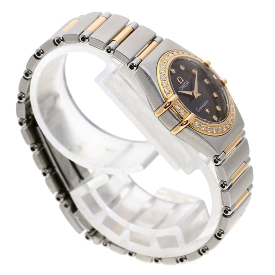 OMEGA Watches Quartz 1358.60 Stainless Steel , SSxK18PG gold Constellation 12P Bezel Diamond Brown dial Women Used Authentic
