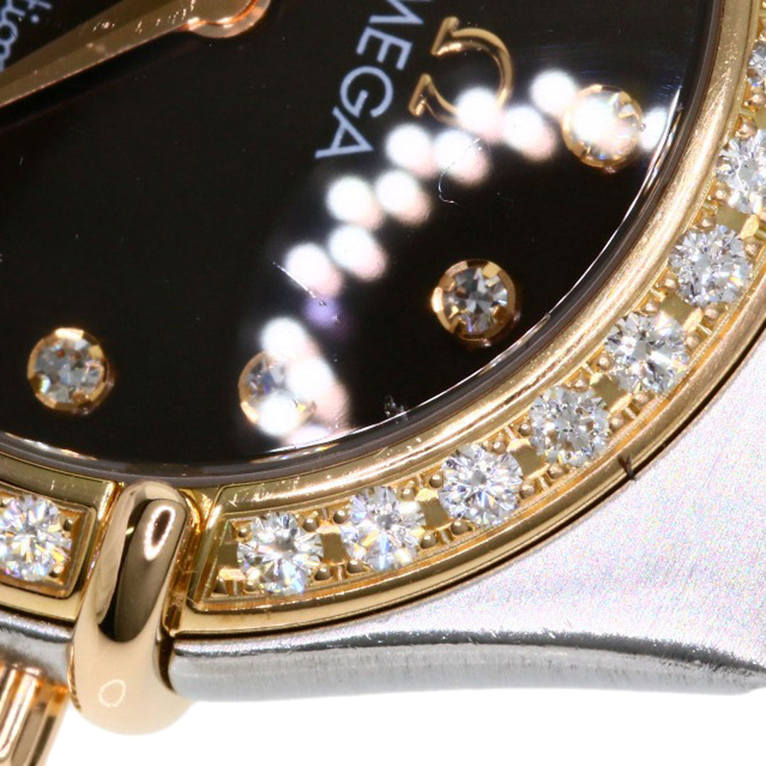 OMEGA Watches Quartz 1358.60 Stainless Steel , SSxK18PG gold Constellation 12P Bezel Diamond Brown dial Women Used Authentic