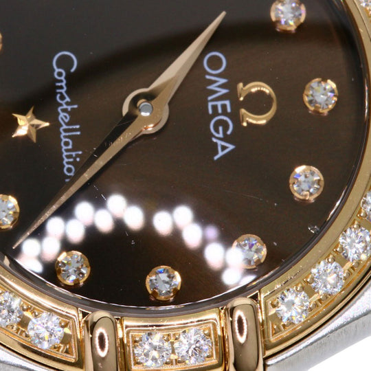 OMEGA Watches Quartz 1358.60 Stainless Steel , SSxK18PG gold Constellation 12P Bezel Diamond Brown dial Women Used Authentic