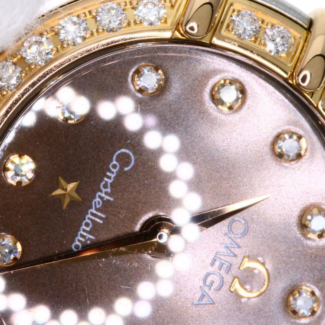 OMEGA Watches Quartz 1358.60 Stainless Steel , SSxK18PG gold Constellation 12P Bezel Diamond Brown dial Women Used Authentic