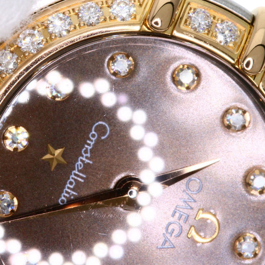 OMEGA Watches Quartz 1358.60 Stainless Steel , SSxK18PG gold Constellation 12P Bezel Diamond Brown dial Women Used Authentic