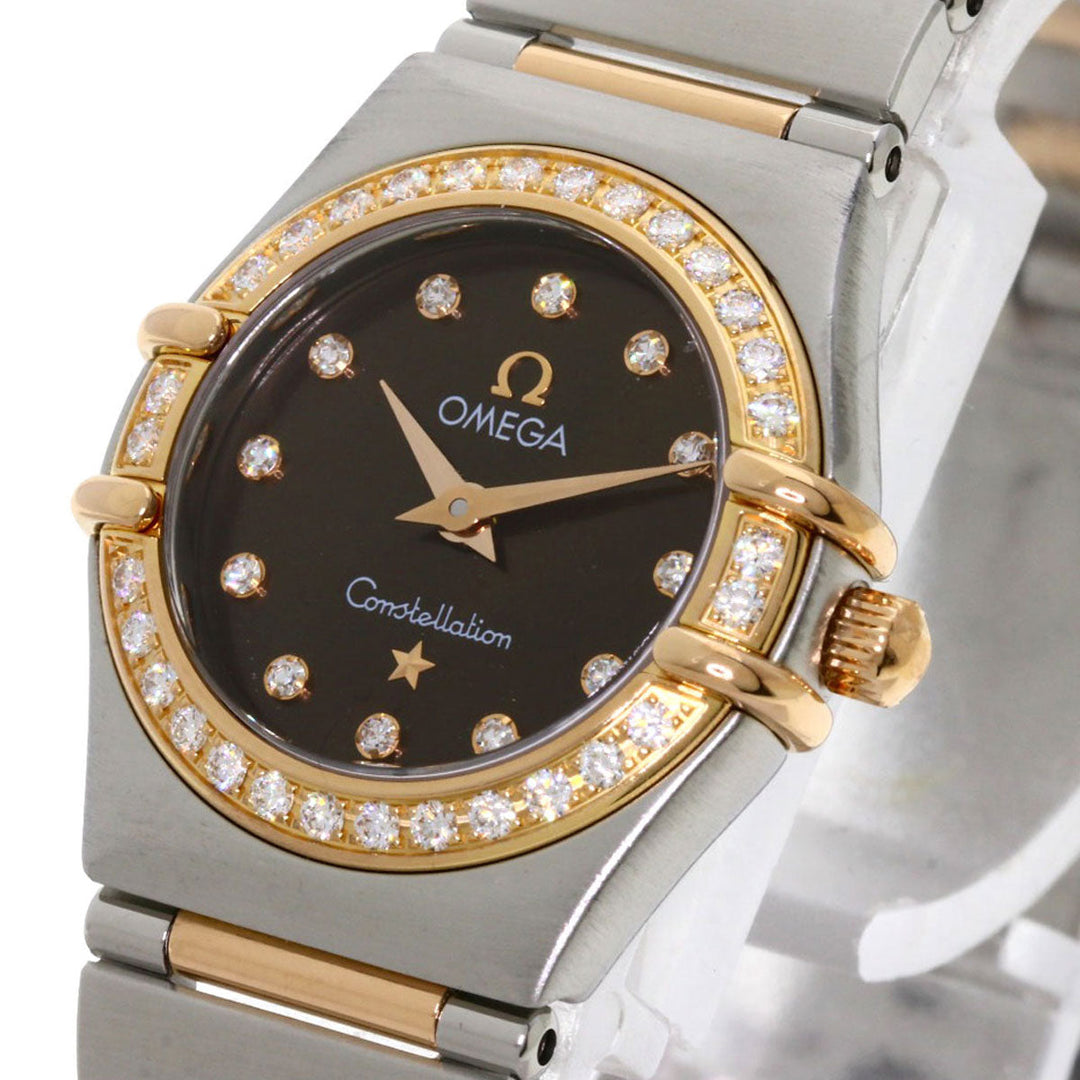 OMEGA Watches Quartz 1358.60 Stainless Steel , SSxK18PG gold Constellation 12P Bezel Diamond Brown dial Women Used Authentic